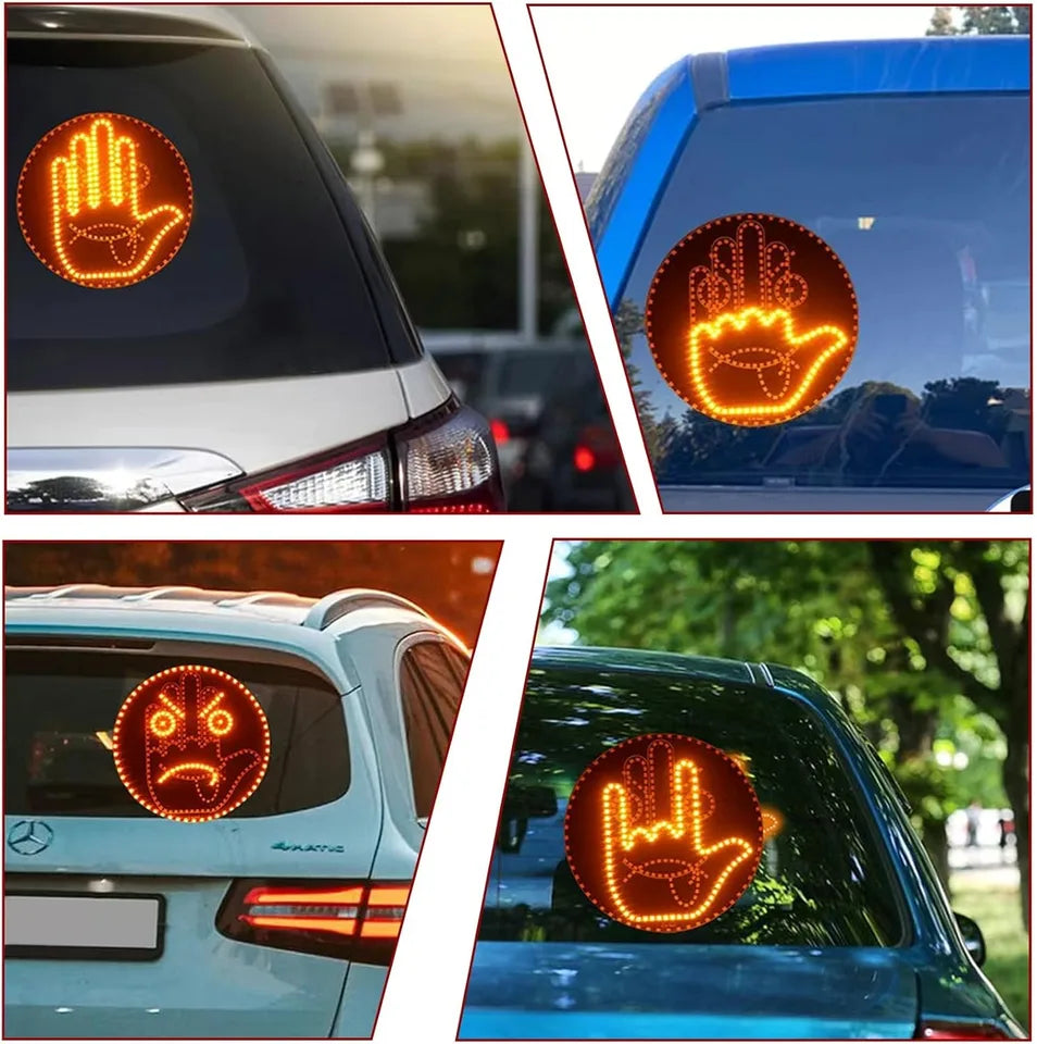LED Car Expression Display with Remote Control for Quick Gesture Changes, Easy Installation Multiple Light Modes Hand Gesture Signal Light, Bright LED Anti-Tailgating and Safety Warnings
