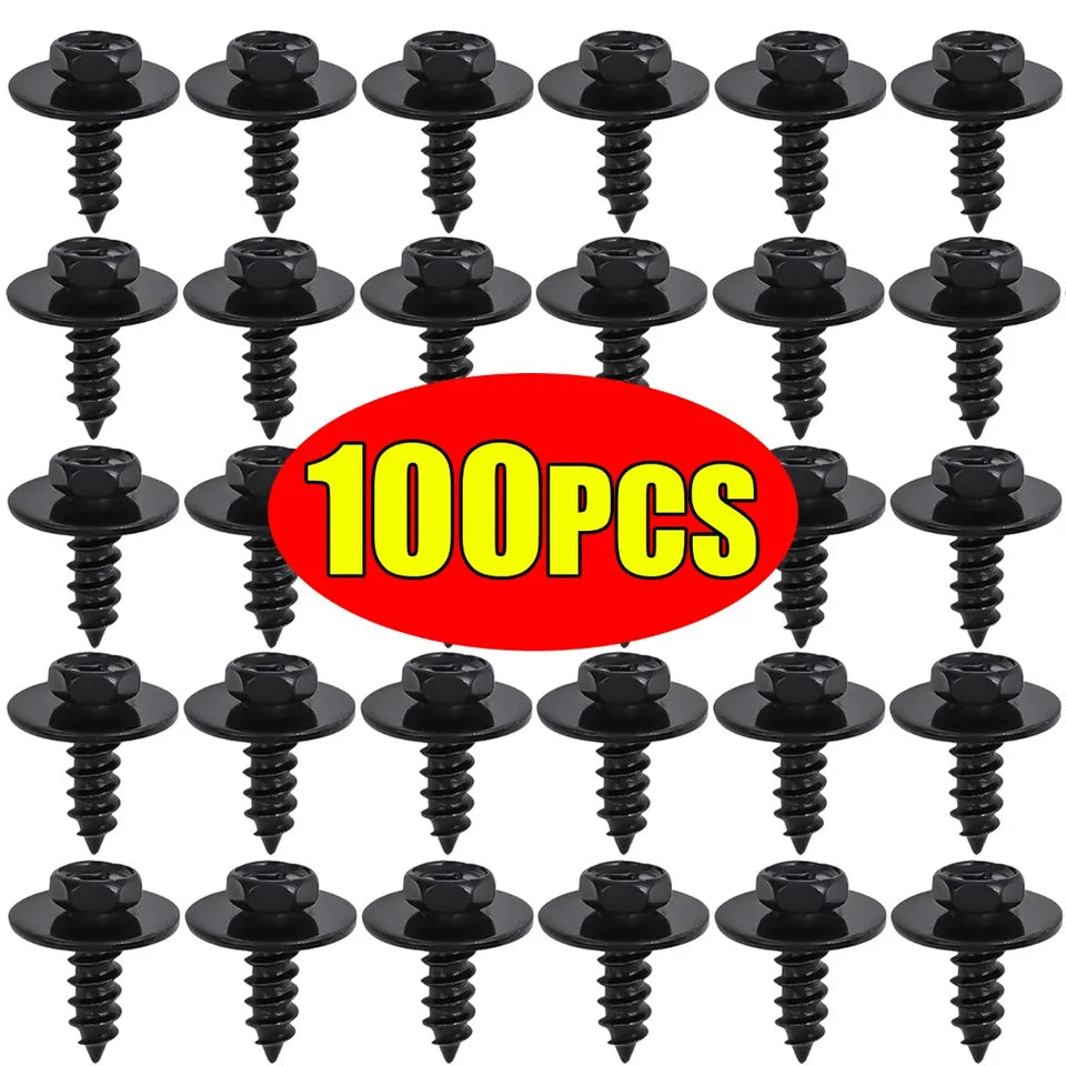 M6*16 Hex Flange Self-Tapping Screws for Toyota Honda Ford Car Bumper Fender Mudguard Carbon Steel Screws Fastener Auto Parts