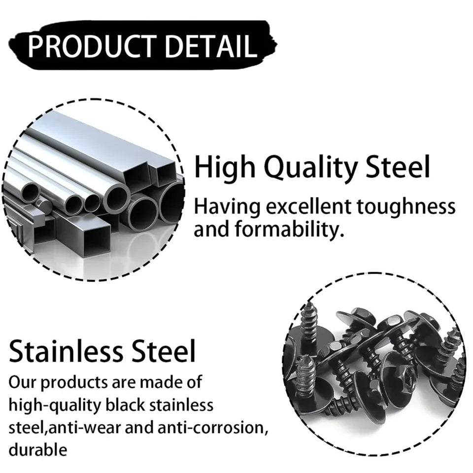 M6*16 Hex Flange Self-Tapping Screws for Toyota Honda Ford Car Bumper Fender Mudguard Carbon Steel Screws Fastener Auto Parts