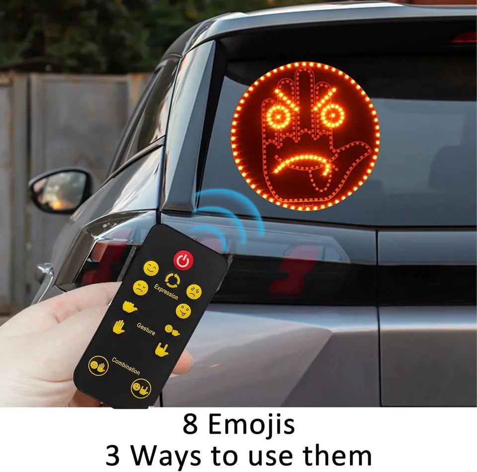LED Car Expression Display with Remote Control for Quick Gesture Changes, Easy Installation Multiple Light Modes Hand Gesture Signal Light, Bright LED Anti-Tailgating and Safety Warnings