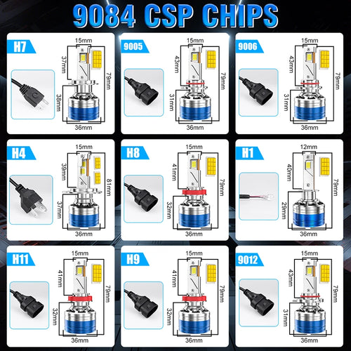 9700W 9000000LM H7 H4 H11 Led Headlight High Power 9084 CSP Canbus H1 H8 9005 HB3 9006 HB4 9012 HIR2 Turbo Lamp Car Led Headlamp