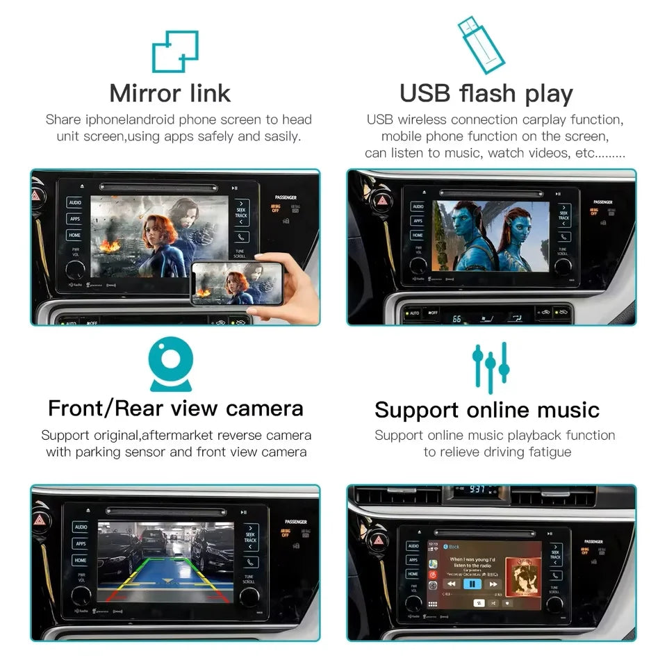 AUTOABC 2025 Wireless Carplay For Toyota Auris C-HR  2014-2018 with Android Auto Mirror Link AirPlay Functions